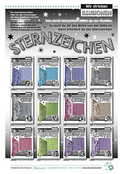 Titelseite 12 Sternzeichen Schattenstricken von Raphaela Blumenbunt